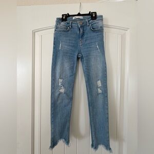 Zara Kids - Girls Sky Blue Ripped Skinny Jeans Size 7